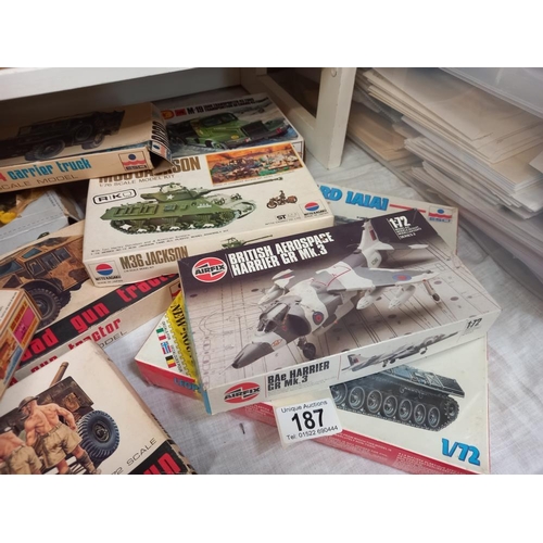 187 - A quantity of military model kits including Matchbox, Airfix & Esci etc. (unchecked)