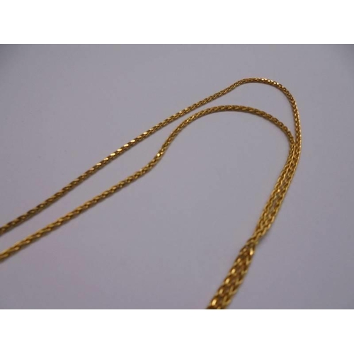 1007 - A gold plate on silver neck chain, 68 cm long, 6.5 grams. Marked 925 Italy.