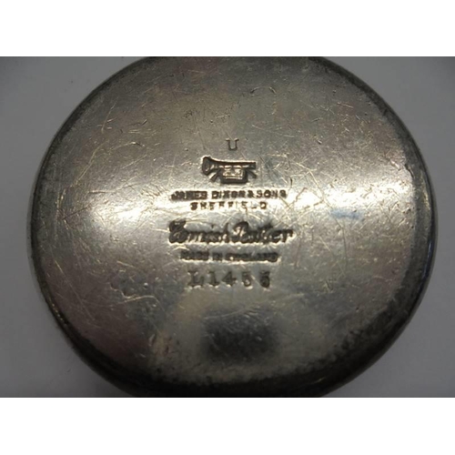 1028 - A James Dixon Cornish pewter snuff box with hunting scene lid.