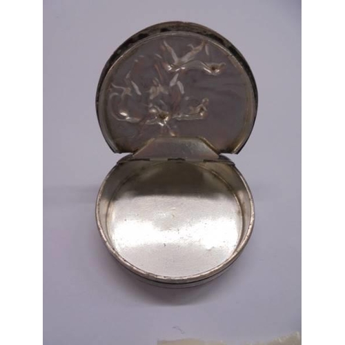 1028 - A James Dixon Cornish pewter snuff box with hunting scene lid.