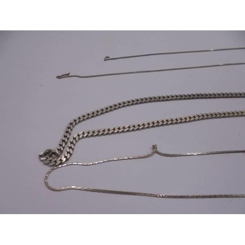 1039 - Three silver neck chains, one a/f. 17 grams.