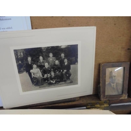 1072 - A wooden box containing hand written letters relating to the Malcolmson family, late 19/mid 20 centu... 