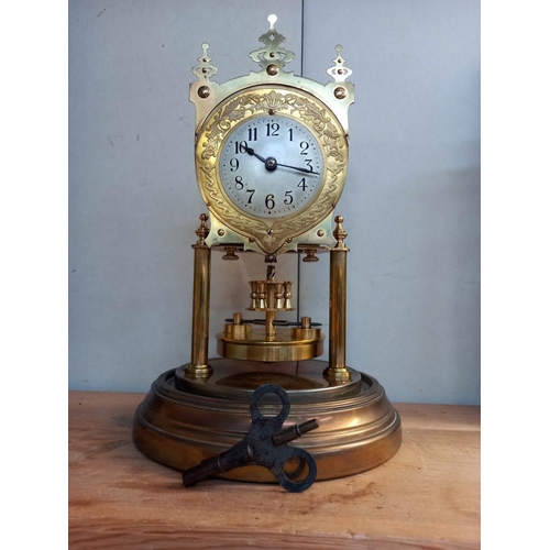 2 - A BHA anniversary clock under glass dome with key IWO  COLLECT ONLY