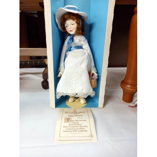 27 - 2 Royal Doulton boxed Kate Greenaway dolls, big sister DN18 and small sister DN19