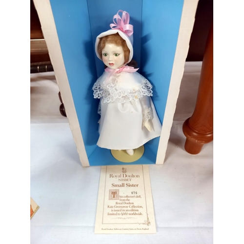 27 - 2 Royal Doulton boxed Kate Greenaway dolls, big sister DN18 and small sister DN19