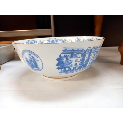 47 - A Royal Worcester blue and white bowl commemorating 250th anniversary of the London hospital 1740-19... 