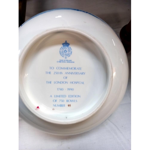 47 - A Royal Worcester blue and white bowl commemorating 250th anniversary of the London hospital 1740-19... 