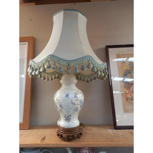 61 - A ceramic table lamp with shade, COLLECT ONLY