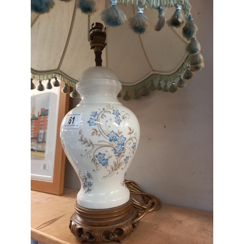 61 - A ceramic table lamp with shade, COLLECT ONLY