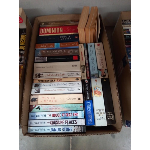 64 - 3 boxes of good paperback books including Colin Forbes, Ruth Rendell, Jo Nesbo etc