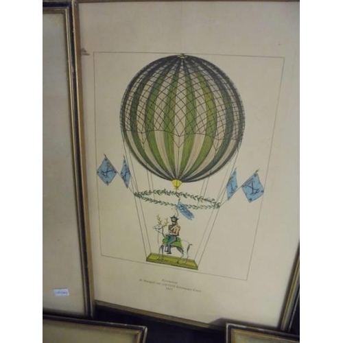 502 - Six framed and glazed German prints featuring hot air balloons dated 1785-1817. COLLECT ONLY.