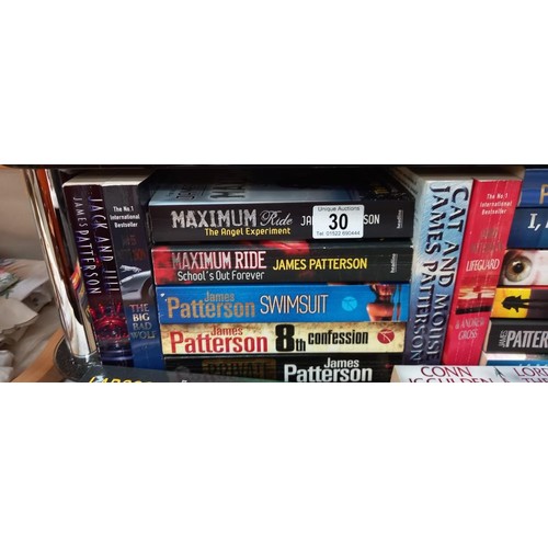 30 - A good lot of paperback books by James Patterson, Larsson, Conn Iggulden, Jan Guillou etc  COLLECT O... 