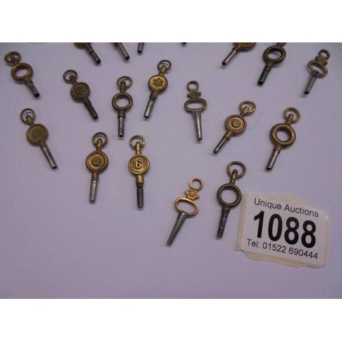 1088 - A quantity of pocket watch keys etc.,