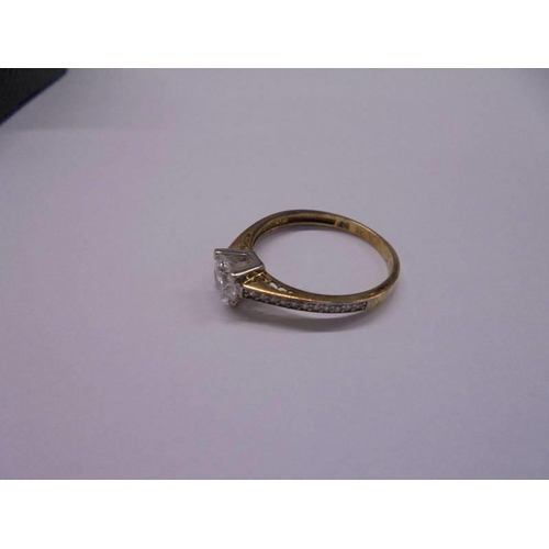 1107 - A 9ct gold ring set white stone, size N half, 1.7 grams.