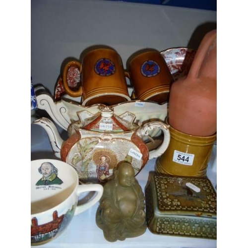 544 - A mixed lot of ceramics including jugs, teapot, tankards etc., COLLECT ONLY.