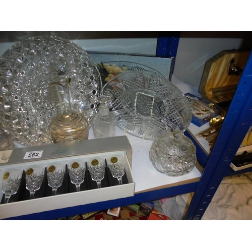 562 - A shelf of assorted glass ware, COLLECT ONLY.