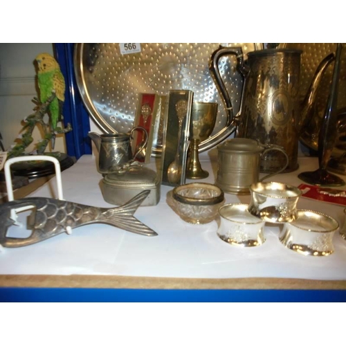 566 - A mixed lot of silver plate including trays, COLLECT ONLY.