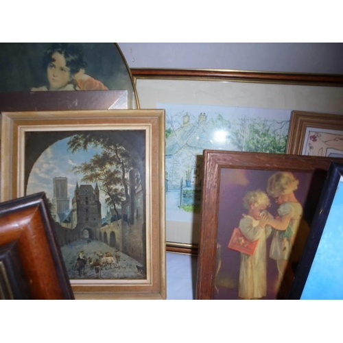 577 - A mixed lot of framed and unframed prints etc., COLLECT ONLY.