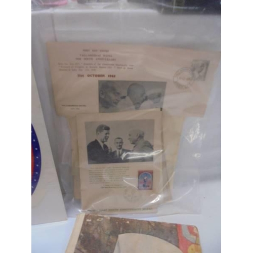 1128 - A mixed lot of ephemera including Profiles of Nehru, 2 othe Nehru books,, first day covers, Six Pres... 