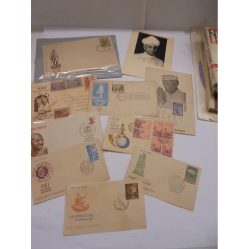 1128 - A mixed lot of ephemera including Profiles of Nehru, 2 othe Nehru books,, first day covers, Six Pres... 