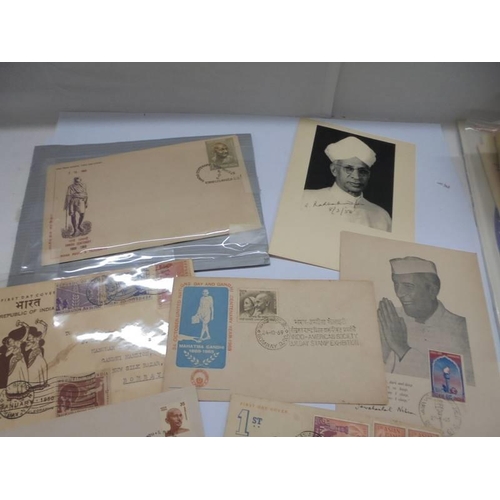 1128 - A mixed lot of ephemera including Profiles of Nehru, 2 othe Nehru books,, first day covers, Six Pres... 