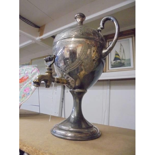 1140 - A Victorian silver plate samovar urn marked Fattorini & Sons, Bradford.