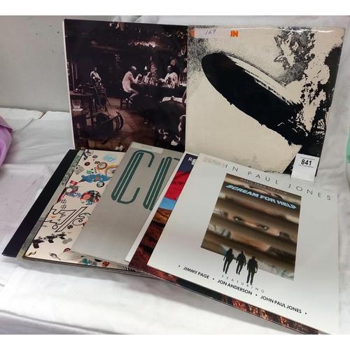 841 - 8 Led zeppelin albums, 1 John Paul Jones album & 2 Robert Plant, RCM grade very good or above, cover... 