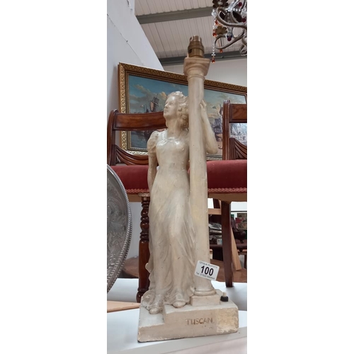 100 - A 1940's plaster figure lamp by MM Wood 1946 titled Tuscan height 54cm COLLECT ONLY