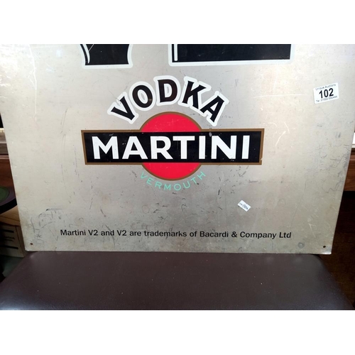 102 - A vintage V2 vodka martini metal sign 61cm x 61cm COLLECT ONLY