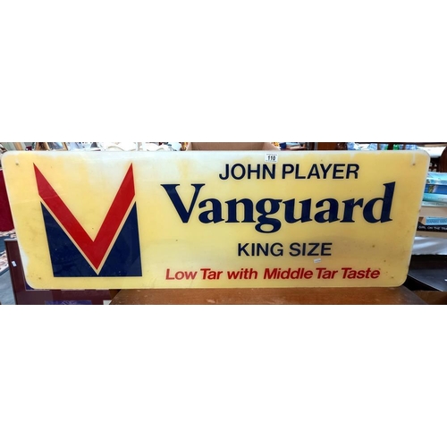 110 - A large vintage Perspex John Player Vanguard sign 128cm x 46cm COLLECT ONLY