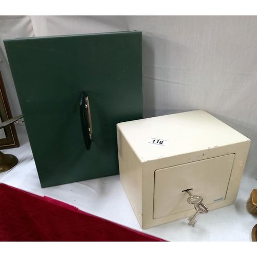 116 - A large cashbox with coin tray and a small safe COLLECT ONLY