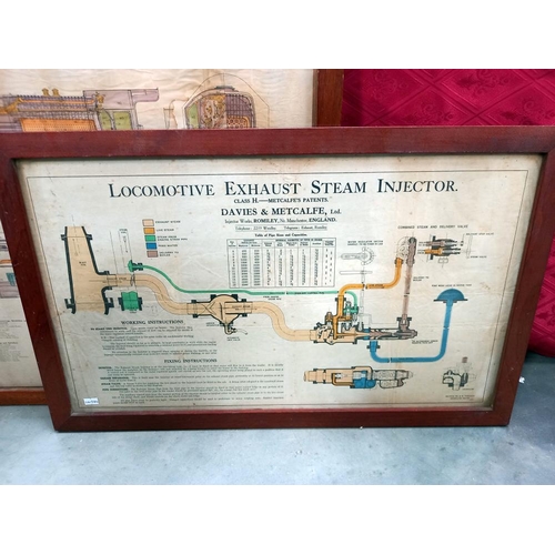 119 - A vintage framed London, Midland and Scottish railway 4-6-0- locomotive cutaway poster and another o... 