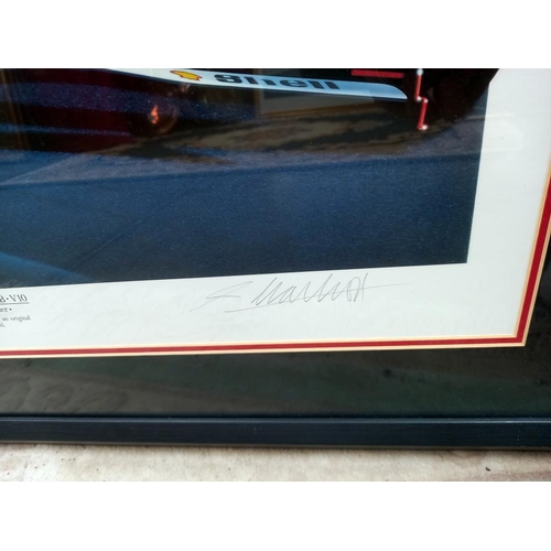 121 - A large framed print 'The art of speed' 1997 F1 Ferrari Michael Schumacher limited edition 58/500 si... 