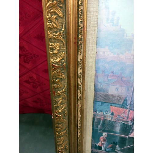 138 - A gilt framed print on board of Old Brayford, Lincoln COLLECT ONLY