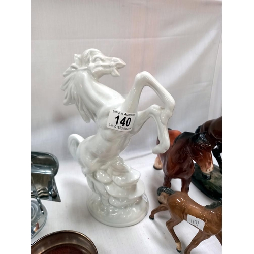 140 - A quantity of horse ornaments including Beswick rearing horse, 1 a/f