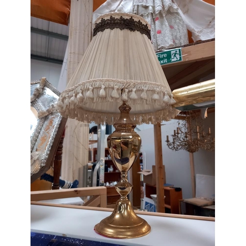 149 - A brass table lamp and brass desk bankers lamp