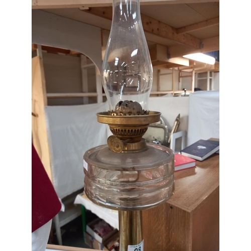 98 - A Victorian oil lamp with faceted glass font COLLECT ONLY