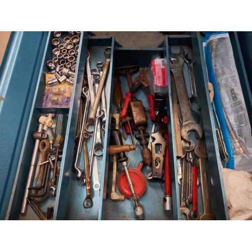 157 - A  large vintage tool chest, smaller metal tool chest and contents COLLECT ONLY