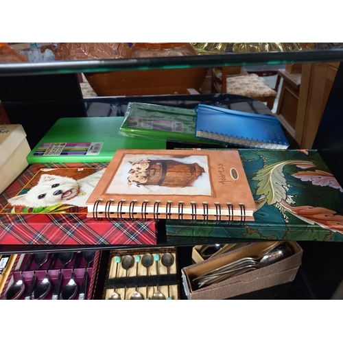 209 - A selection of unused address books, writing notes sets, note books etc