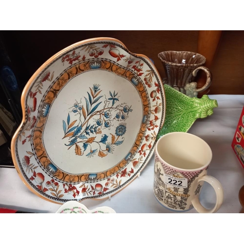 222 - A Wedgwood mug, blue and white bowl, vintage cheese dish etc