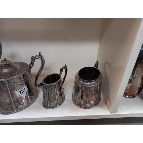 231 - A 4 piece silver plate tea/coffee set etc