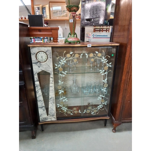 235 - A retro 1950's display cabinet with integral working Smiths clock COLLECT ONLY