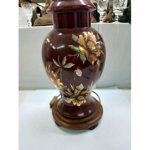 1153 - A hand painted ceramic table lamp base, 43cm