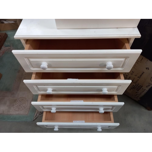 263 - A white bedroom chest of drawers and a matching bedside cabinet COLLECT ONLY