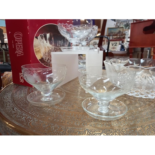 308 - A boxed Royal Crystal Rock fruit bowl and 6 sundae dishes on dished bases