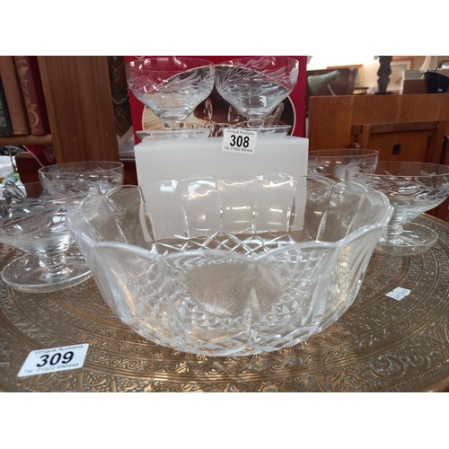 308 - A boxed Royal Crystal Rock fruit bowl and 6 sundae dishes on dished bases