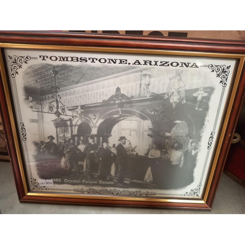 317 - A quantity of framed prints of tombstone Arizona etc and flags