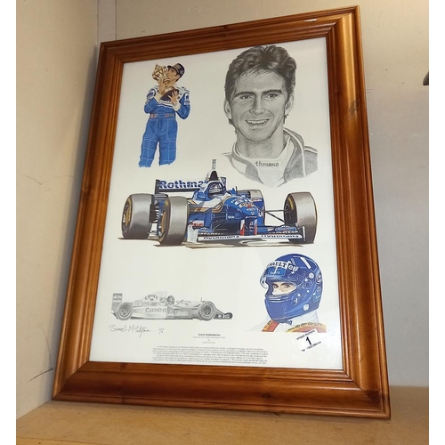 1 - A framed and glazed tribute to Damon Hill signed print.