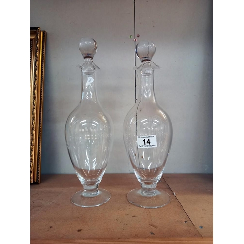 14 - 2 Dartington crystal decanters (1 has been inscribed)