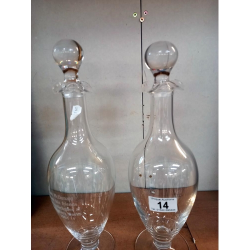 14 - 2 Dartington crystal decanters (1 has been inscribed)